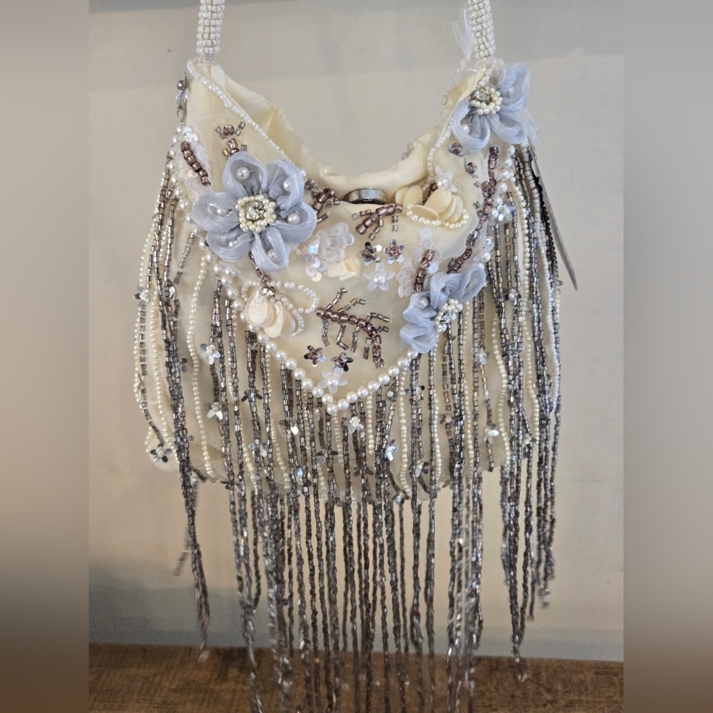 Viral From India to You Fringe Beaded Handle Shoulder Bag IMPERFECT